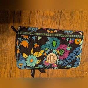 Vera Bradley Black and Blue Floral Clutch